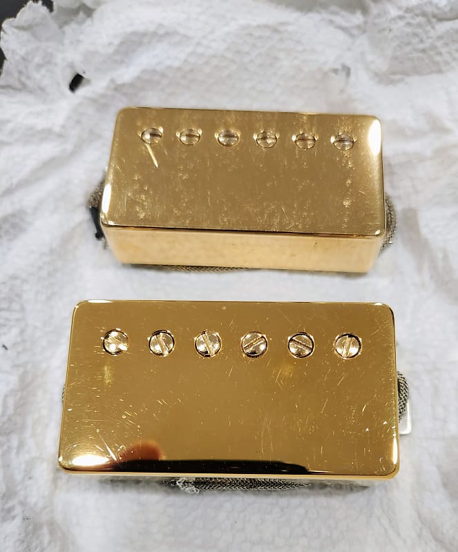 Tom Holmes Pickups H450 u0026 H455 2 conductor gold cover Read description