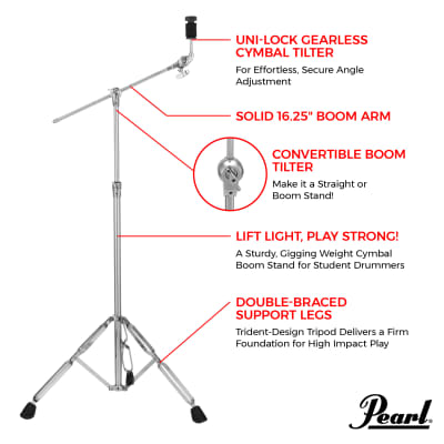 Pearl BC820 Double-Braced Cymbal Boom Stand image 3