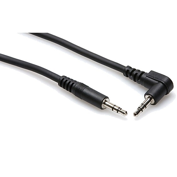 Hosa CMM-103R Right-Angle to Straight 3.5mm TRS Male Stereo Interconnect Cable - 3' image 1