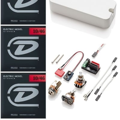 EMG P60A WHITE P-90 STYLE HOUSING ACTIVE ALNICO MAGNET PICKUP POTS & WIRING ( 3 SETS OF STRINGS ) image 1