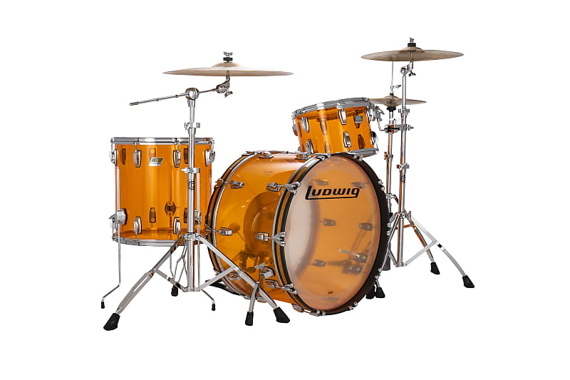 Ludwig *Pre-Order* Vistalite Amber Downbeat Acrylic Kit 14x20/8x12/14x14 Drums Set Shell Pack | Made in the USA | Authorized Dealer image 1