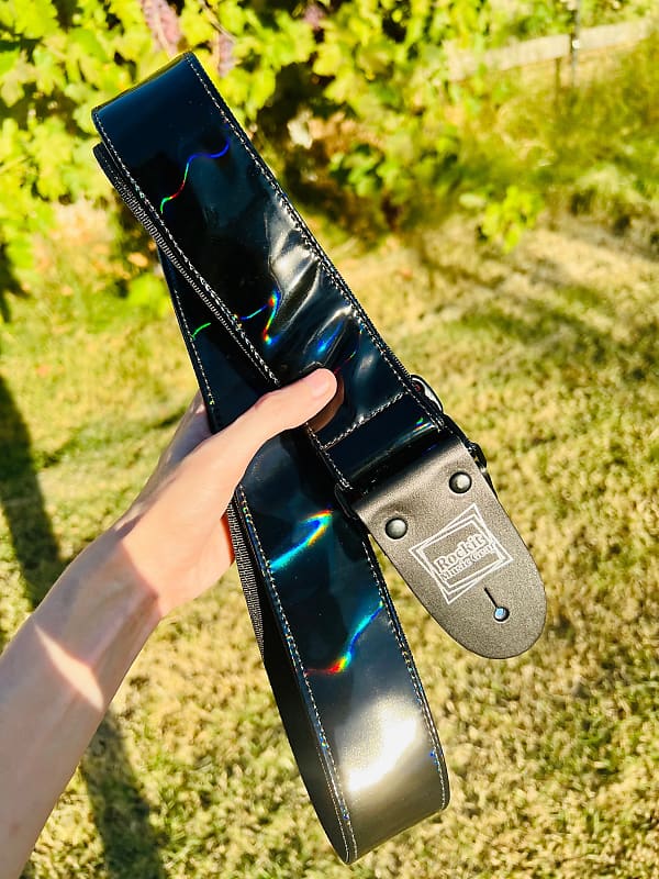 Holographic Black w/ Rainbow Chrome Guitar Strap Reverb