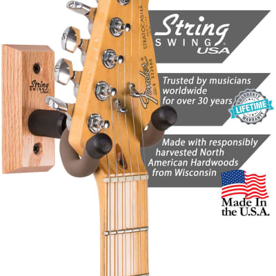 String Swing Hardwood OAK Guitar Hanger Wall Mount for Acoustic & Electric Guitars image 2