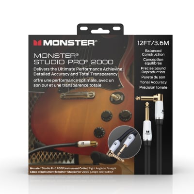 Monster Studio Pro 2000 21' Right Angle to Straight Instrument Cable |  Reverb