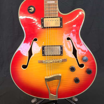 Indiana Remington semi-hollow electric guitar 2003 - Red Burst image 2