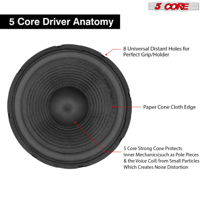 5 Core 12 Inch Subwoofer Audio Raw Replacement PA DJ Speaker Sub Woofer 120W RMS 1200W PMPO Subwoofers 8 Ohm 1.25" Copper Voice Coil WF 12120 image 5