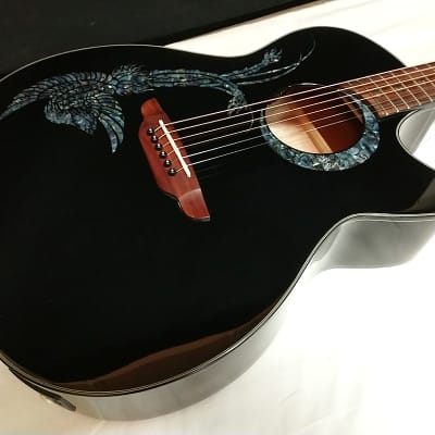LUNA Fauna Phoenix cutaway acoustic electric Guitar NEW Classic Black w/ Hard CASE image 3