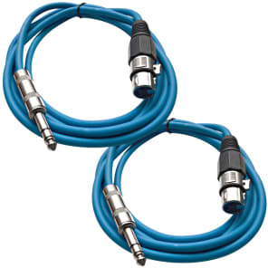 Seismic Audio SATRXL-F6-BLUEBLUE 1/4" TRS Male to XLR Female Patch Cables - 6' (2-Pack)