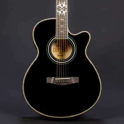 B-STOCK Lindo Black Fire Electro Acoustic Guitar with TOPS-4T Preamp / Tuner LCD / EQ & Gigbag for sale