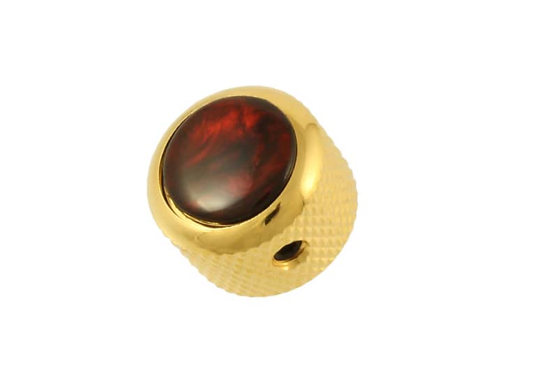 Q-Parts Red Pearloid Guitar Dome Knob Gold image 1