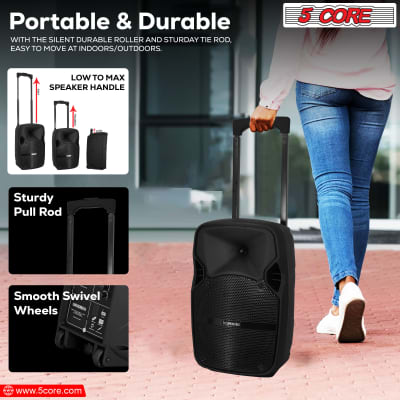 5 Core DJ speakers 8" Rechargeable Powered PA system 250W Loud Speaker Bluetooth USB SD Card AUX MP3 FM LED Ring - ACTIVE HOME 8 2-MIC image 11