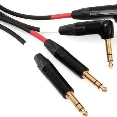 Mogami Gold Keyboard SB Balanced Stereo Cable - Dual TRS Male to Dual Right Angle TRS Male - 10 foot image 1