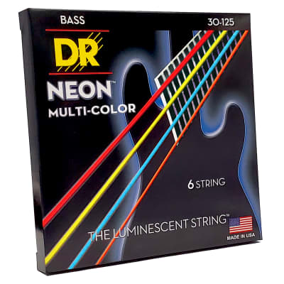 DR Strings Hi-Def Neon Multi-Color Colored Bass Strings: 6-String Medium 30-125 image 3