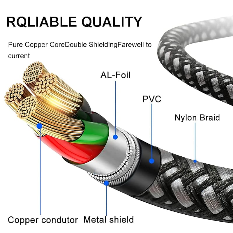 Double Shielded 22Awg Straight Trs 6.35mm Male To 6.35mm Male Right Angle  Mono Electric