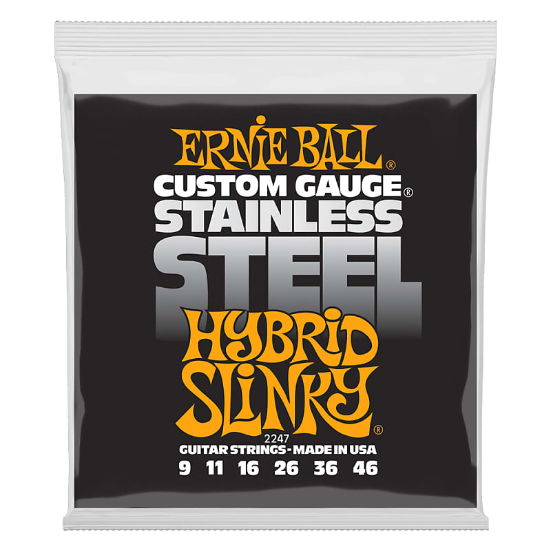 Ernie Ball 2247 Stainless Steel Hybrid Slinky Electric Guitar Strings, 9-46 image 1