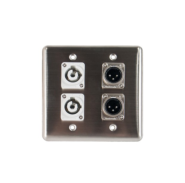 OSP Q-4-2PCB2XM Quad Wall Plate with 2 PowerCon B and 2 XLR Male Connectors image 1