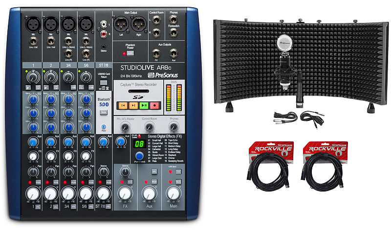 PRESONUS StudioLive AR8 8-Ch USB Live Sound/Recording  Mixer+Mic+Shield+Cables | Reverb