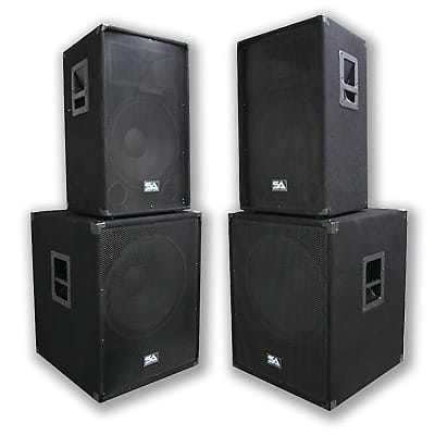 PAIR 15" PA/DJ Speakers & 2 18" Inch Subwoofer Cabs~NEW image 1