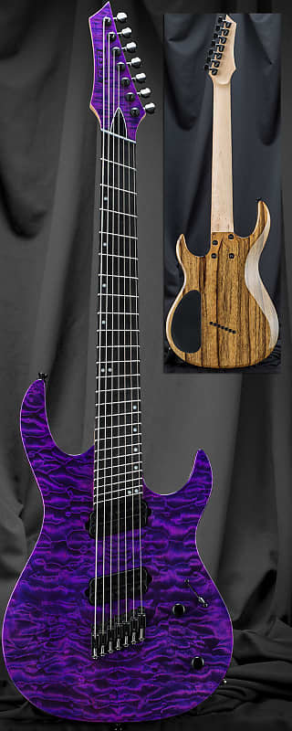 Kiesel AM7 Aries 24 Fret Multiscale Fanned-Fret Bolt-On Neck 7-String  Electric Guitar Purple Candy