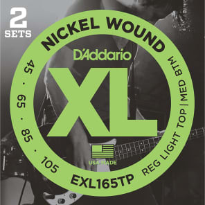 D'Addario EXL165TP Nickel Wound Bass Guitar Strings Custom Light 45-105 2 Sets Long Scale