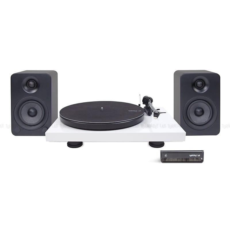 Pro-Ject: Debut Carbon EVO / Kanto YU4 / Turntable Package Gloss White Turntable / Matte Black Speakers image 1