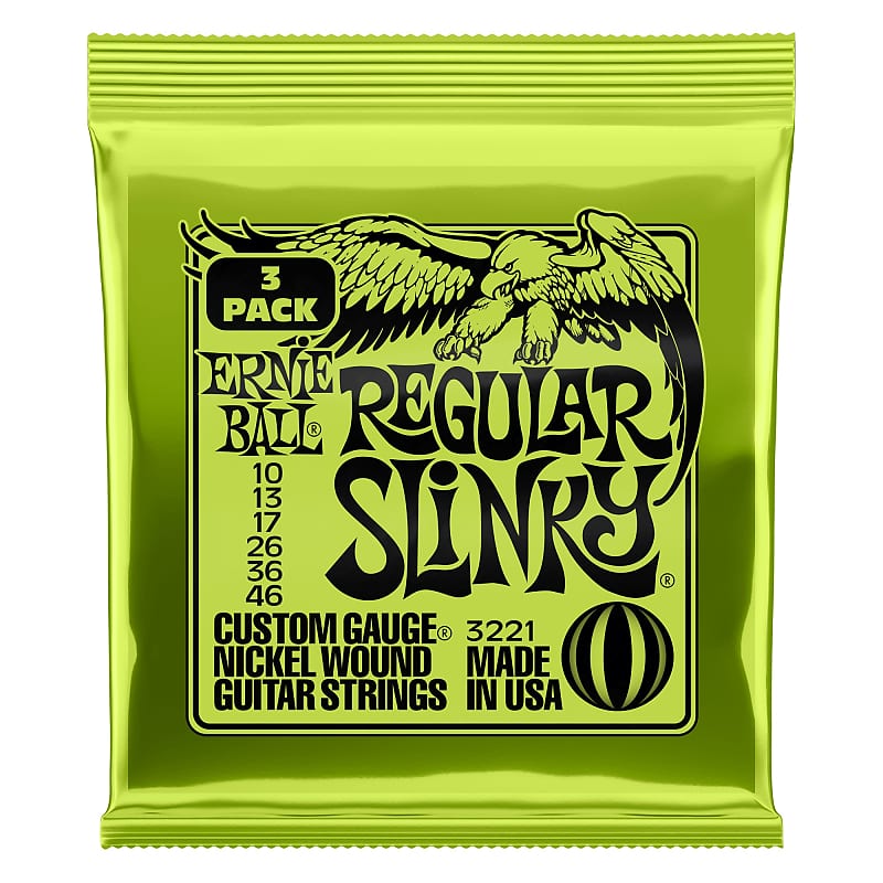 Ernie Ball Regular Slinky Nickel Wound Electric Guitar Strings 3 Pack - 10-46 G