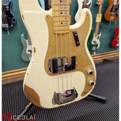 Fender Custom Shop 58 Precision Bass Heavy Relic Maple Neck Vintage White image 4