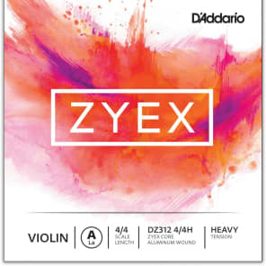 D'Addario DZ312 4/4H Zyex Violin Single A String - 4/4 Scale, Heavy Tension