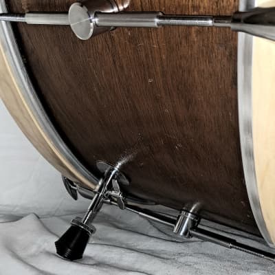 C.G.CONN MAHOGANY 24" BASS DRUM 1 PLY (3/16" THICK) STEAM BENT 1887 WITH MAPLE RINGS AND HOOPS! - FREE SHIP TO CUSA! image 6