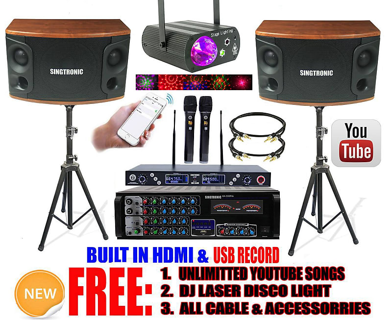 Singtronic 1200W Karaoke System w/ Amp, Speakers & Stands, | Reverb