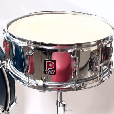 Vintage Premier 4-pc drum kit with all hardware 12/16/22/snare 1970 - Blue Shimmer image 10