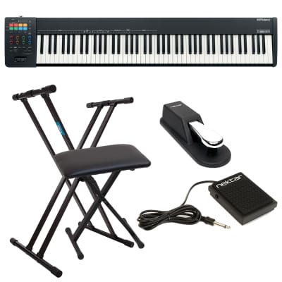 Roland A-88MKII MIDI Keyboard Controller, Keyboard Stand, Bench, Sustain Pedal, Nektar NP-1 Bundle image 1