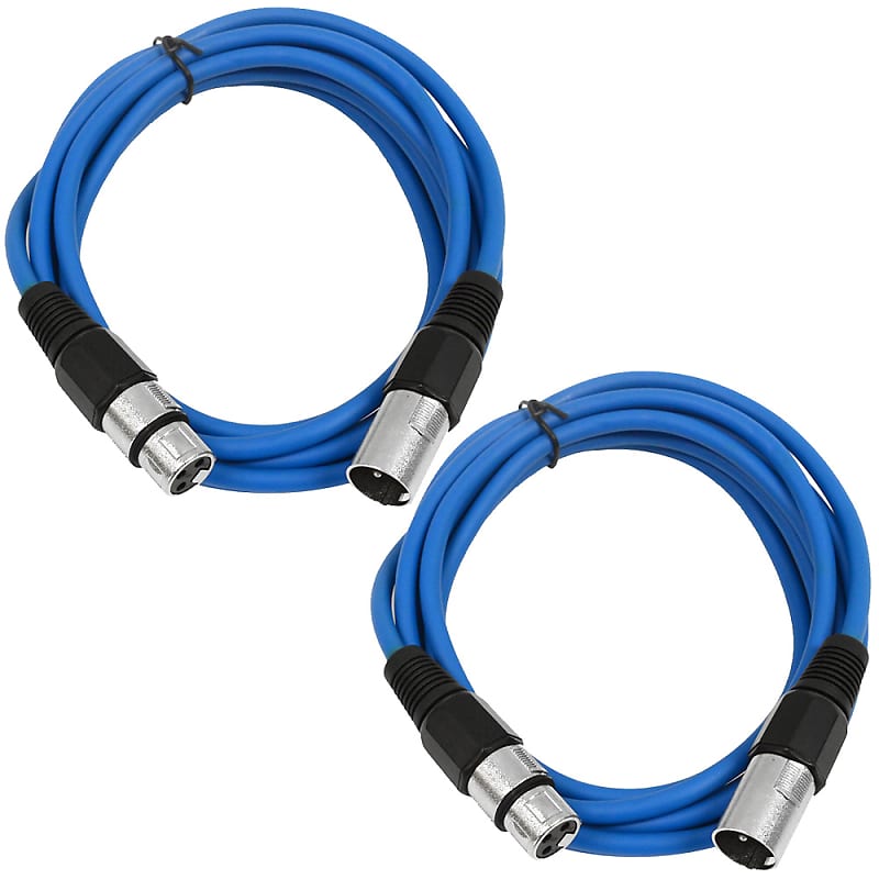 2 Pack of XLR Patch Cables 6 Foot Extension Cords Jumper - Blue and Blue image 1