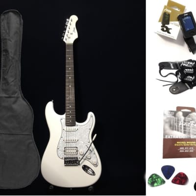 Haze E211 Arctic White HST Electric Guitar - White Basic Pack for sale