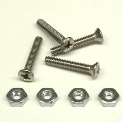 Chrome Oval Head Phillips Screws and Nuts for Vox Strap Handles - Functional Replacement