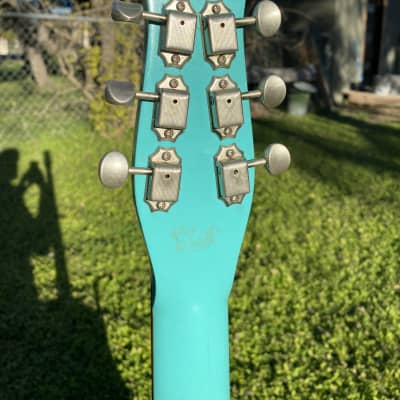 Jerry Jones Longhorn Bass6 bassVi 90’s  - Turquoise image 3