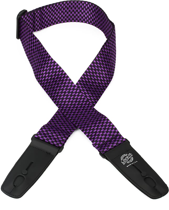 Lock-It Straps Professional Gig Series 2" Purple Checker Poly Strap with Locking Ends image 1