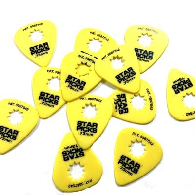 Everly Star Guitar Picks  12 Pack  .73mm  Yellow for sale