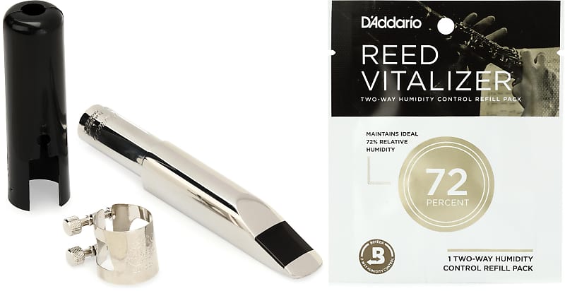 Berg Larsen Stainless Steel Baritone Saxophone Mouthpiece - 115/2  Bundle with D'Addario Woodwinds Reed Vitalizer Single Refill Pack - 72% Humidity image 1