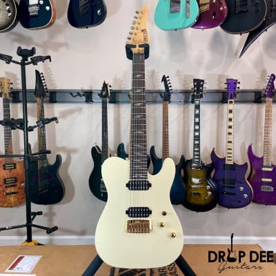 Schecter USA Custom Shop PT-7 7-String Electric Guitar w/ Case-Vintage White Satin image 2
