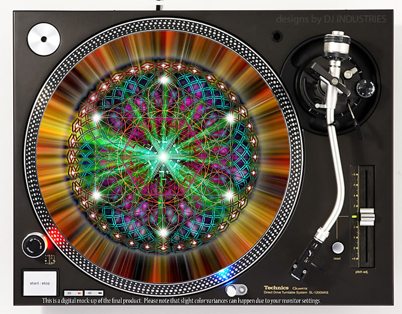 DJ Industries Radiant Mandala  - DJ slipmat for vinyl LP record player turntable image 1