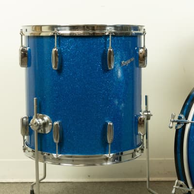 1960s Rogers Swingtime Blue Sparkle Pearl Drum Set image 7