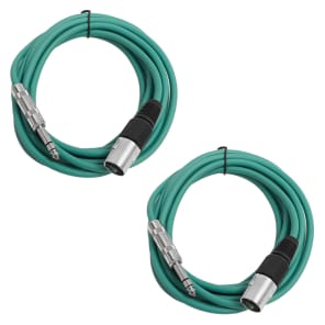 Seismic Audio SATRXL-M10-GREENGREEN 1/4" TRS Male to XLR Male Patch Cables - 10' (2-Pack)