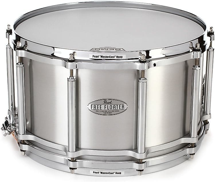 Pearl Free Floater Aluminum Snare Drum - 8 x 14-inch - Brushed image 1