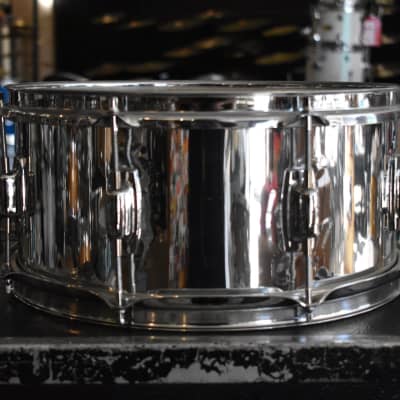 Vintage Ludwig Blue and Olive 1980s Chrome Over Wood 6.5x14 image 4