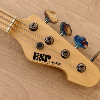 2014 ESP Amaze-ASM Original Series Electric Bass Guitar Active EQ See Thru Blue Ash, Japan image 4