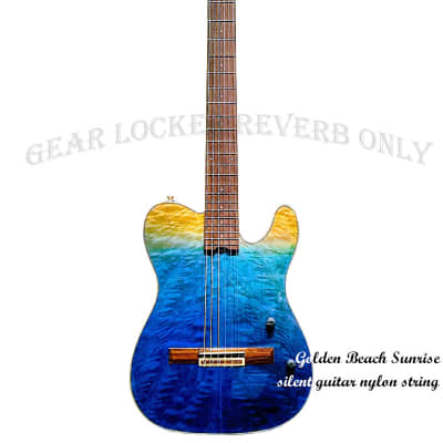 Golden beach sunrise solid cedar Nylon string silent guitar (custom made) image 1