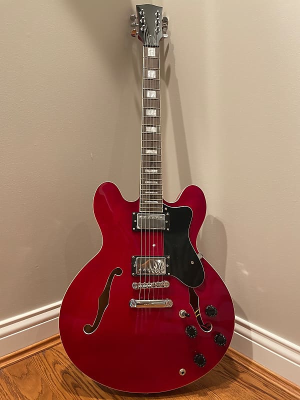 Unbranded Semi-hollow body electric guitar Cherry Red image 1