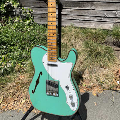 Fender Custom Shop #S20 Limited Edition  60's Custom Telecaster Thinline Relic-Seafoam Green Sparkle w/Case image 4