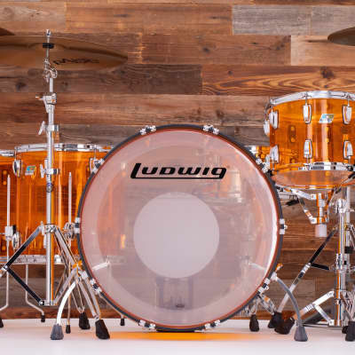Ludwig L8264 Lx47 Vistalite John Bonham 5 Piece Zep Drum Kit With 402, Amber image 11